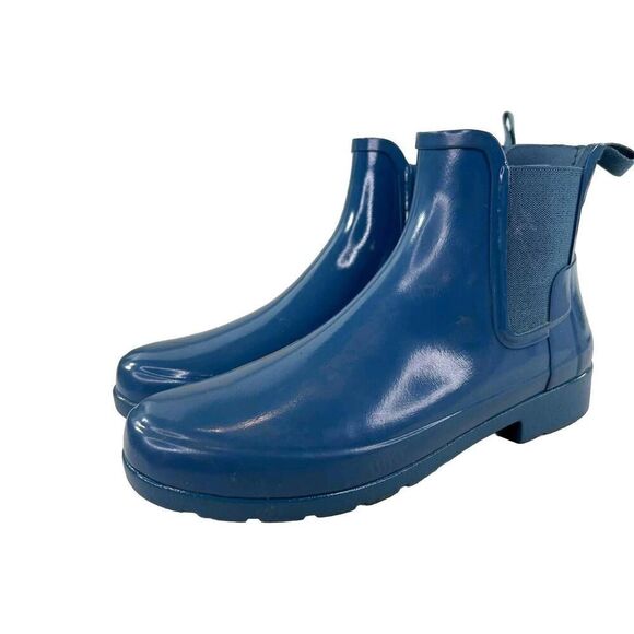 Hunter Women's Original Refined Chelsea Boot US 7 Blue Winter Rain Booties - Picture 1 of 11